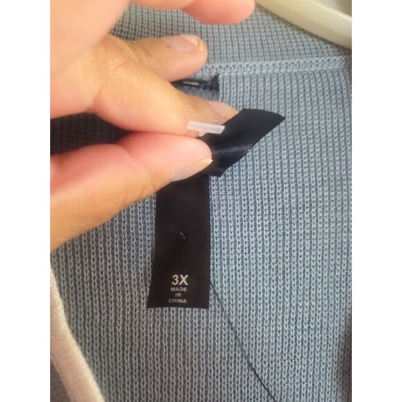 NWOT Marla Wynne Blue Grey Cotton Duster Length Open Cardigan Sweater size 3X - Picture 6 of 11